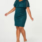 Vestido popover metálico plus size feminino conectado verde caçador tamanho 18