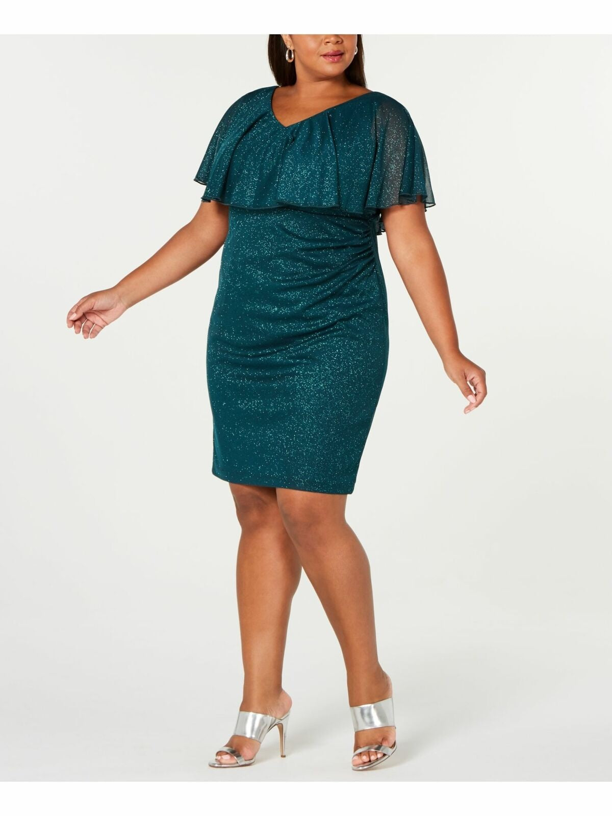 Vestido popover metálico plus size feminino conectado verde caçador tamanho 18
