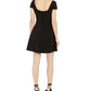 B Darlin Feminino Preto Costas Decote Recortado Manga Curta Gola Quadrada Mini Fit + Vestido de Coquetel Flare Preto 13-14