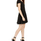 B Darlin Feminino Preto Costas Decote Recortado Manga Curta Gola Quadrada Mini Fit + Vestido de Coquetel Flare Preto 13-14