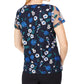 Blusa Calvin Klein Feminina Petite Floral Bordada Azul Tamanho Petite XS