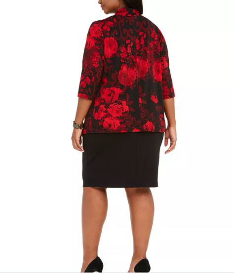 Vestido jaqueta plus size estampado feminino conectado vermelho tamanho pequeno pequeno