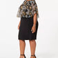 Vestido Plus Size Feminino Connected Chiffon Overlay Preto Tamanho 24