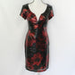 Vestido feminino com estampa floral e lantejoulas, vermelho, tamanho 12
