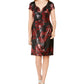 Vestido feminino com estampa floral e lantejoulas, vermelho, tamanho 12
