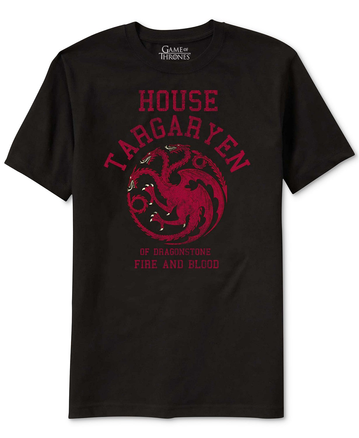 Camiseta masculina estampada da Casa Targaryen de Game of Thrones da Ripple Junction, preta, tamanho extragrande