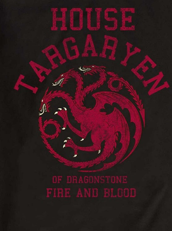 Camiseta masculina estampada da Casa Targaryen de Game of Thrones da Ripple Junction, preta, tamanho extragrande