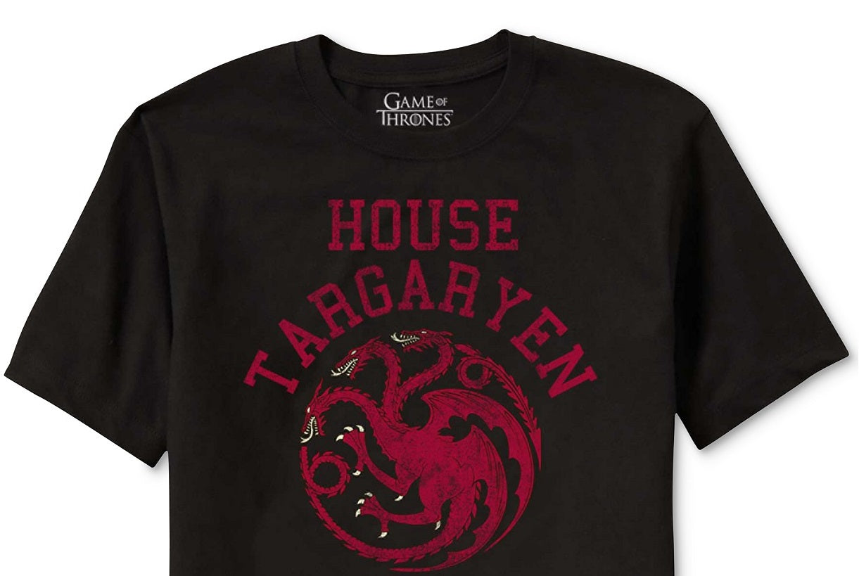 Camiseta masculina estampada da Casa Targaryen de Game of Thrones da Ripple Junction, preta, tamanho extragrande