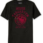 Camiseta masculina estampada da Casa Targaryen de Game of Thrones da Ripple Junction, preta, tamanho médio