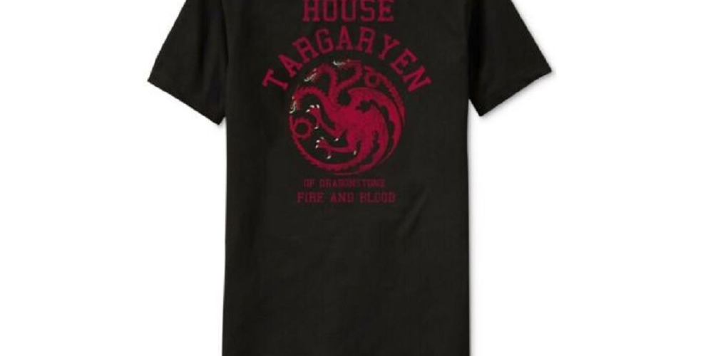 Camiseta masculina estampada da Casa Targaryen de Game of Thrones da Ripple Junction, preta, tamanho médio