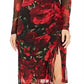 Vestido midi de manga comprida com babados e babados Connected feminino, vermelho, tamanho 14