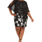 Vestido Plus Size Feminino Connected com Sobreposição de Chiffon Bordado Preto Tamanho 20