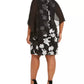 Vestido Plus Size Feminino Connected com Sobreposição de Chiffon Bordado Preto Tamanho 20