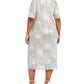 Vestido midi metálico com decote redondo feminino Connected, tamanho 14W, prateado