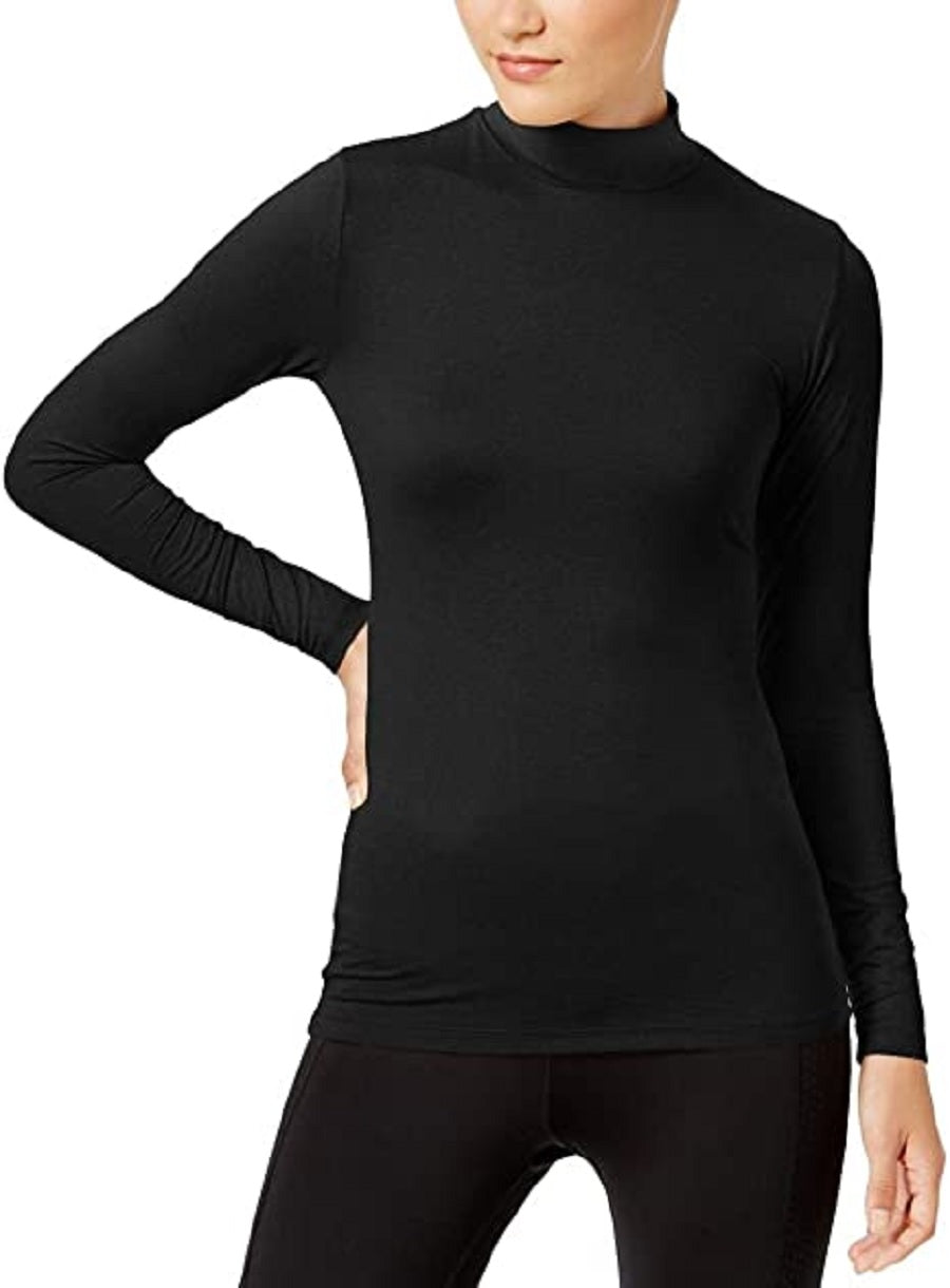 32 Degrees Top feminino com gola alta e aquecimento aconchegante, preto, tamanho extra pequeno