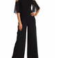 Macacão feminino Connected de chiffon com ombros descobertos, preto, tamanho 16