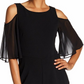 Macacão feminino Connected de chiffon com ombros descobertos, preto, tamanho 16