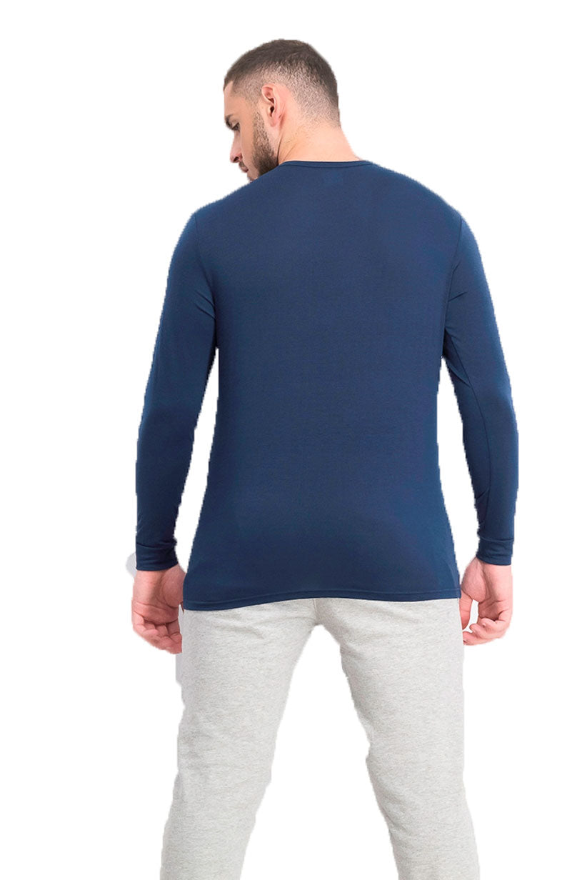 Camisa de gola redonda com camada de base masculina 32 Degrees Deep Pacific tamanho médio