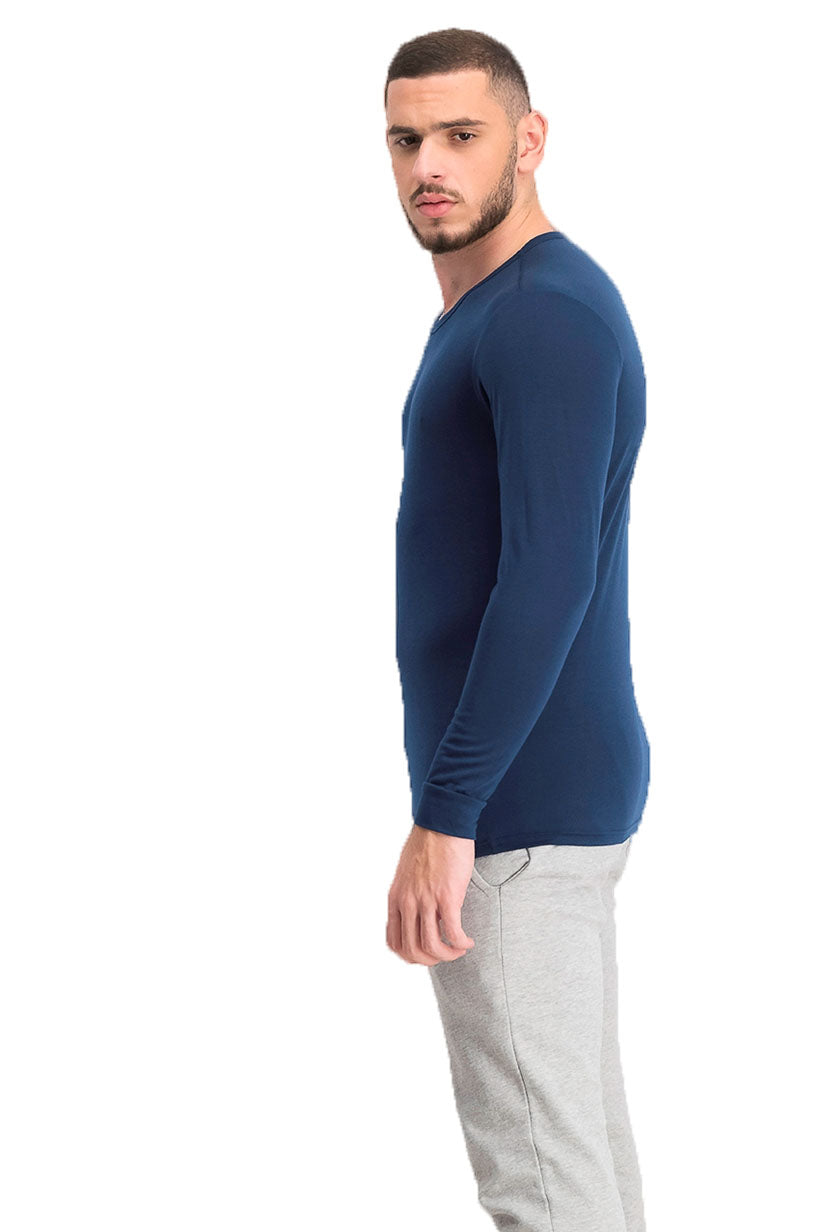 Camisa de gola redonda com camada de base masculina 32 Degrees Deep Pacific tamanho pequeno