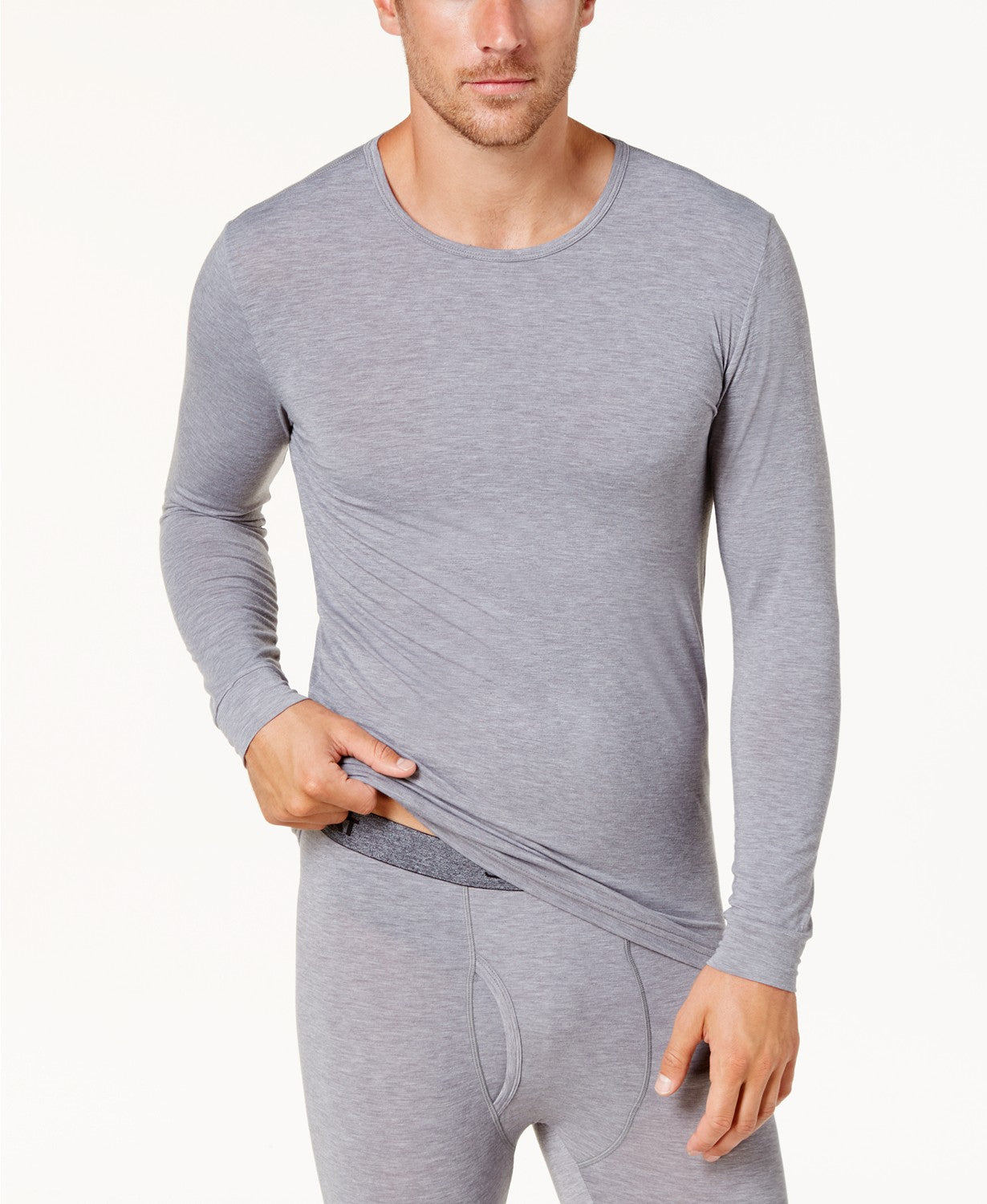 Camisa de gola redonda com camada de base masculina 32 Degrees, cinza, tamanho pequeno