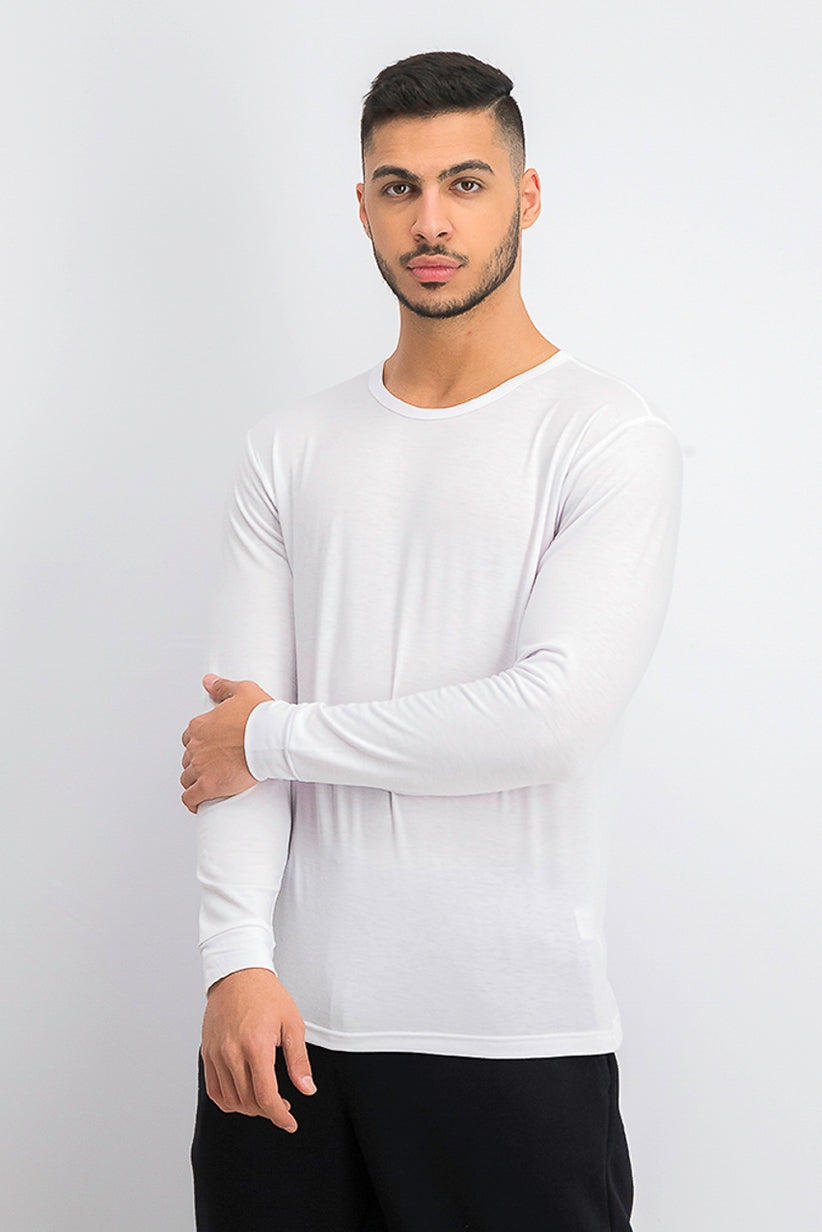 Camisa de gola redonda masculina 32 Degrees, branca, tamanho médio