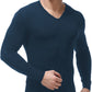 Camisa de base masculina 32 Degrees com decote em V, azul marinho, tamanho grande