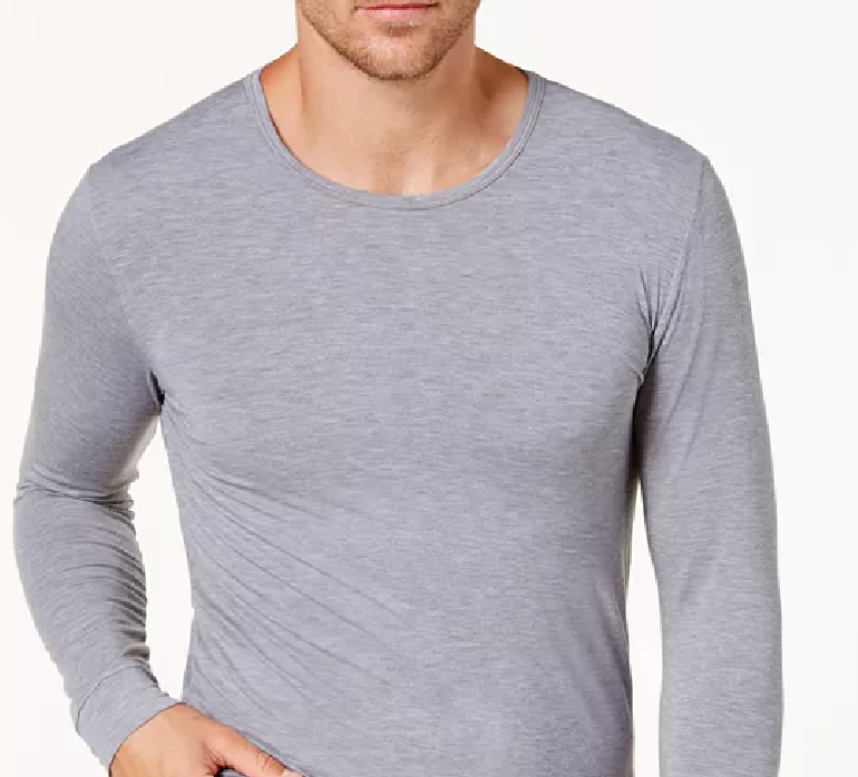 Camisa de base masculina 32 Degrees com decote em V, cinza, tamanho médio