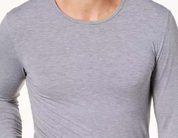 Camisa de base masculina 32 Degrees com decote em V, cinza, tamanho médio