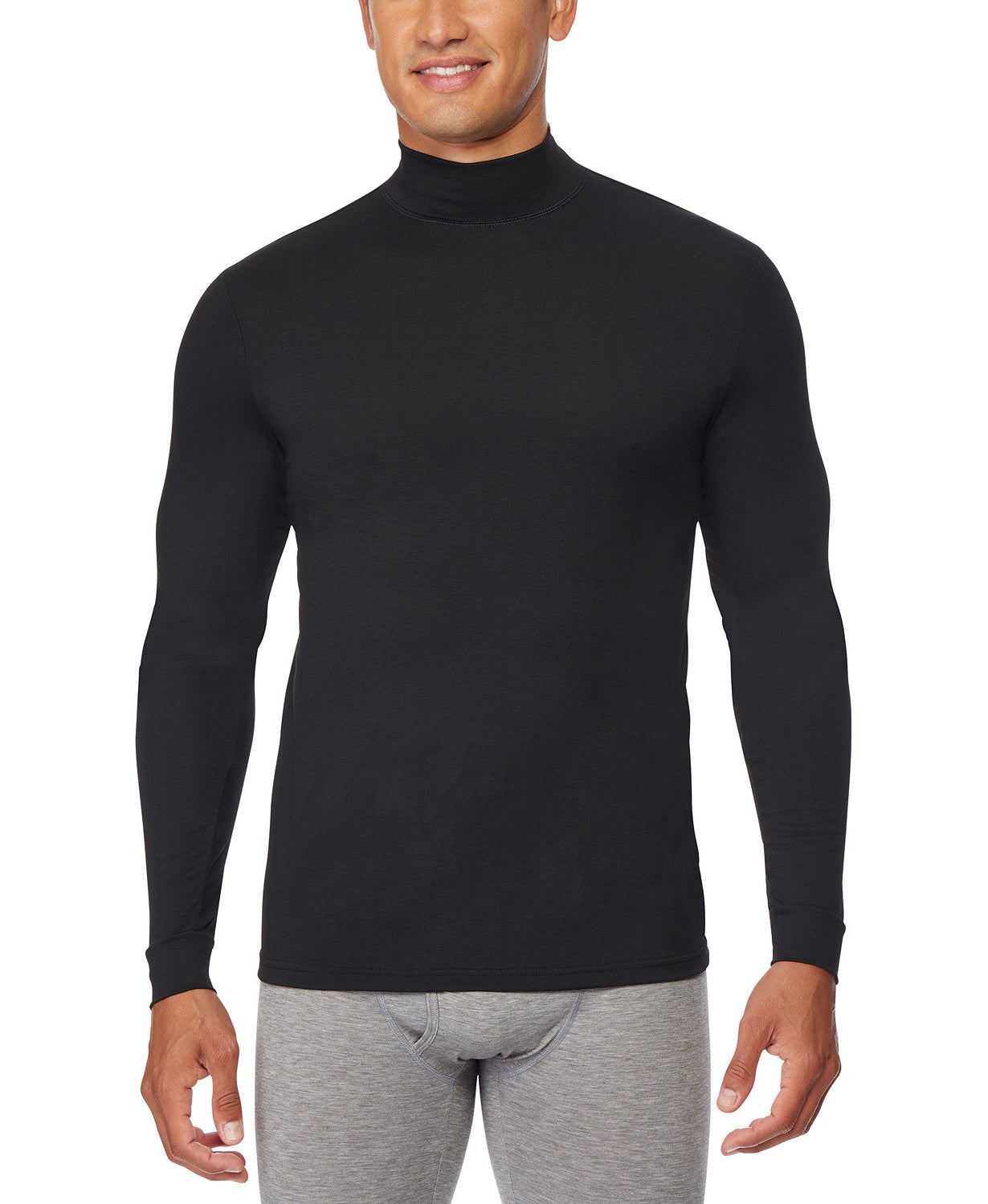 Camisa masculina 32 Degrees Heat Plus com gola alta, preta, tamanho pequeno