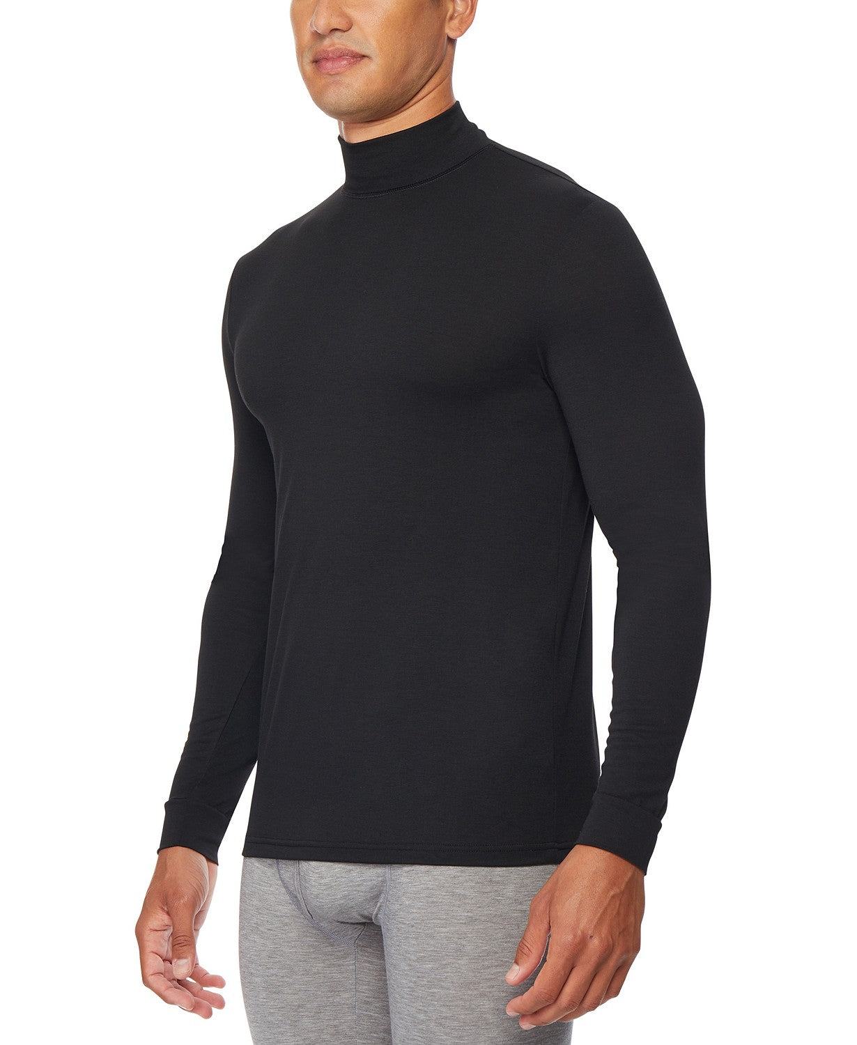 Camisa masculina 32 Degrees Heat Plus com gola alta, preta, tamanho pequeno