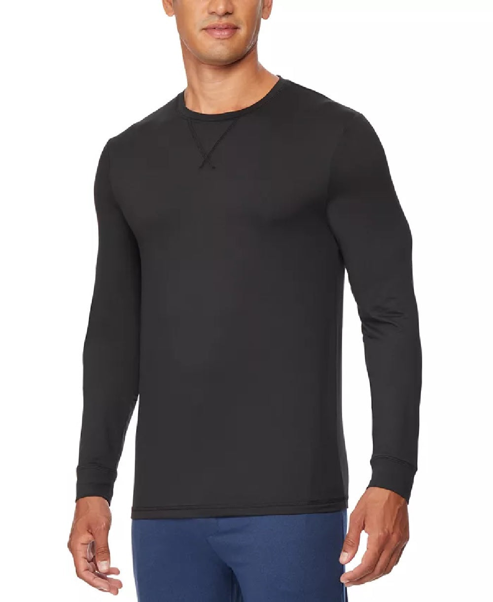 Camiseta de dormir masculina de manga comprida Ultra Lux 32 Degrees, preta, tamanho médio