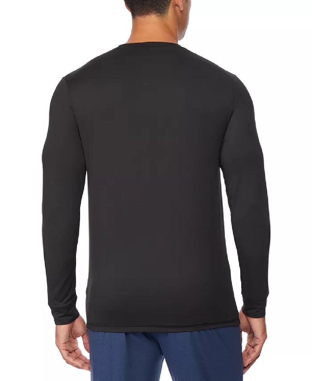 Camiseta de dormir masculina de manga comprida Ultra Lux 32 Degrees, preta, tamanho médio