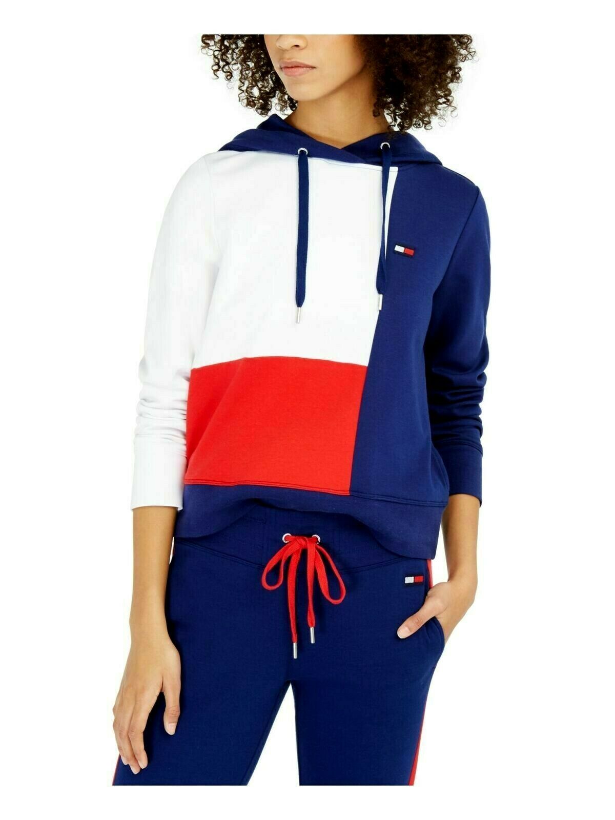 Tommy Hilfiger Sport Colorblocked Hoodie Feminino Azul Tamanho Médio