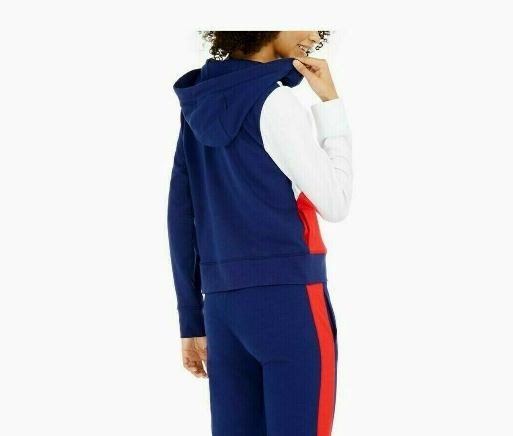Tommy Hilfiger Sport Colorblocked Hoodie Feminino Azul Tamanho Médio