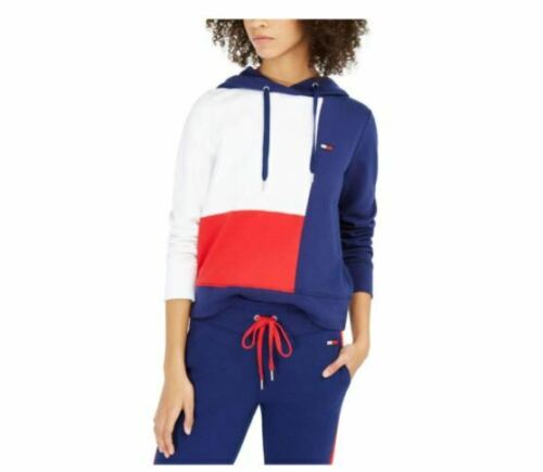 Tommy Hilfiger Sport Colorblocked Hoodie Feminino Azul Tamanho Extra Grande