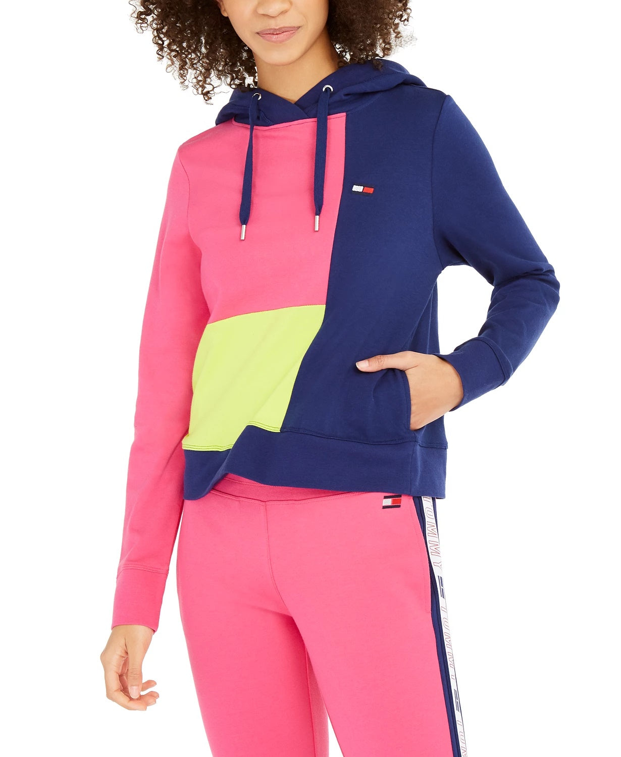 Tommy Hilfiger Sport Colorblocked Hoodie Feminino Azul Tamanho XS
