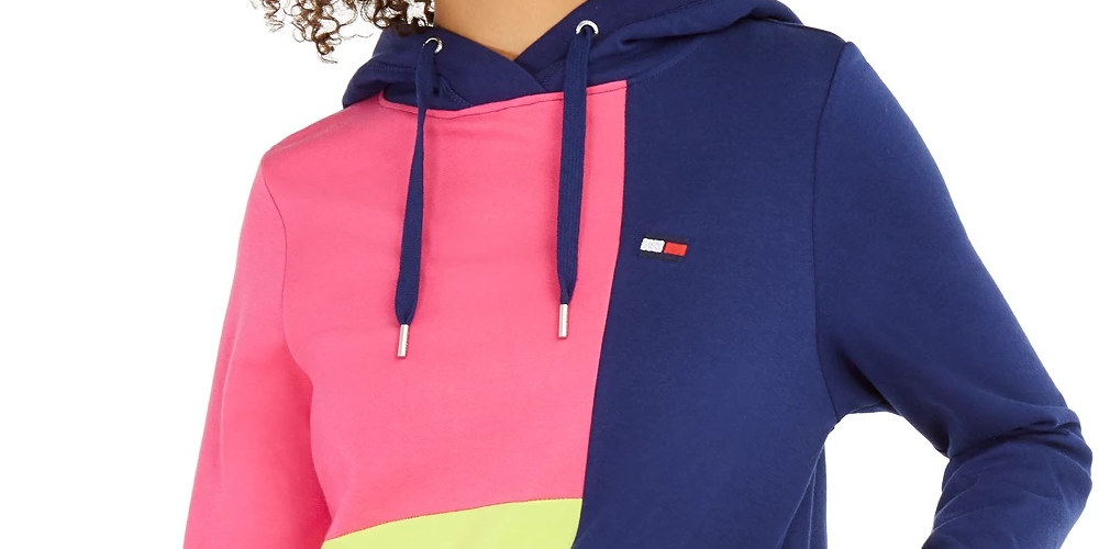 Tommy Hilfiger Sport Colorblocked Hoodie Feminino Azul Tamanho XS