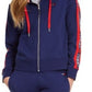 Tommy Hilfiger Moletom com capuz feminino com logotipo esportivo e zíper, azul, tamanho pequeno