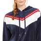 Tommy Hilfiger Sport Velour Chevron Pullover Hoodie Feminino Azul Tamanho Grande