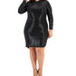 Vestido bodycon metálico plus size da B Darlin feminino, preto, tamanho 20
