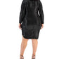 Vestido bodycon metálico plus size da B Darlin feminino, preto, tamanho 20