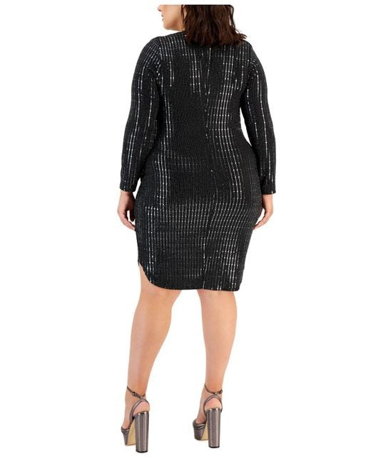 Vestido bodycon metálico plus size da B Darlin feminino, preto, tamanho 20