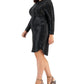 Vestido bodycon metálico plus size da B Darlin feminino, preto, tamanho 20