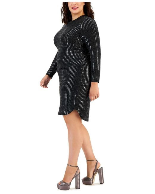 Vestido bodycon metálico plus size da B Darlin feminino, preto, tamanho 20