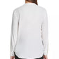 Blusa feminina DKNY com botões e pregas, branca, tamanho médio