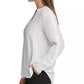 Blusa feminina DKNY com botões e pregas, branca, tamanho médio