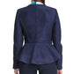 Jaqueta peplum feminina DKNY de camurça sintética com zíper frontal, azul-marinho, tamanho 14