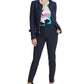 Jaqueta peplum feminina DKNY de camurça sintética com zíper frontal, azul-marinho, tamanho 14