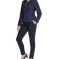 Jaqueta peplum feminina DKNY de camurça sintética com zíper frontal, azul-marinho, tamanho 14