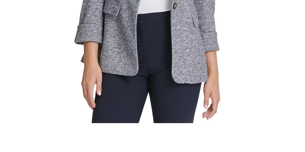 Blazer DKNY Feminino Marled com Um Botão Azul Tamanho 16